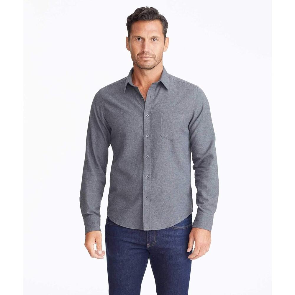 Untuckit Sherwood Flannel Button Up Long Sleeve Shirt Men's XXXL Gray Cotton